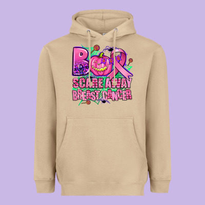 Halloween Boo With Cancer Ribbon Breast Cancer Sca Heavyweight Hoodie Designed By Adodesignshop