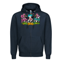 Navy mom with cow Zipper Hoodie - Zillion Design Studio