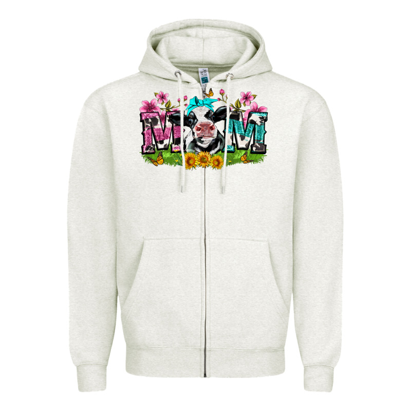 Mom With Cow Zipper Hoodie by Zillion Design Studio | Teevron
