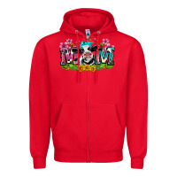 Red mom with cow Zipper Hoodie - Zillion Design Studio
