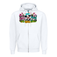 White mom with cow Zipper Hoodie - Zillion Design Studio