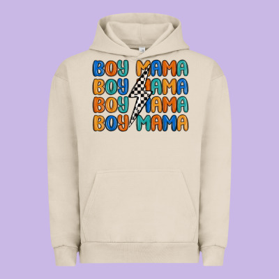 Boy Mama Lightning Bolt Urban Hoodie Designed By Maliassmallbusiness