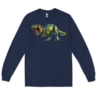 Navy t rex dinosaur Long Sleeve Tee - RanaPortraitStore