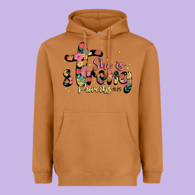 She Is Strong Proverbs 31 25 Heavyweight Hoodie Designed By Jahusdesignshop