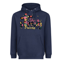 Navy she is strong proverbs 31 25 Heavyweight Hoodie - JahusDesignShop