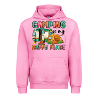 Fuchsia Pink camping is my happy place Urban Hoodie - MaliasSmallBusiness