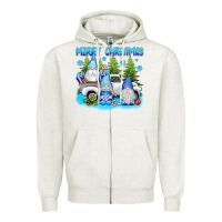 Oatmeal Heather merry christmas gnomies Zipper Hoodie - texasbilliewilder