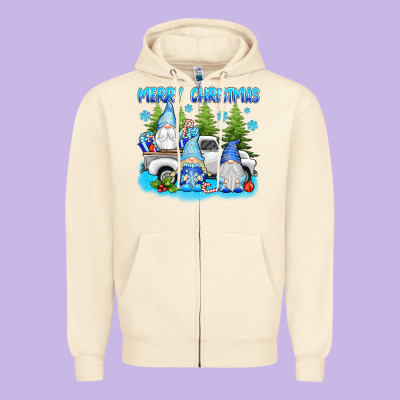 Merry Christmas Gnomies Zipper Hoodie Designed By Texasbilliewilder