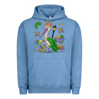 Pigment Pebble Blue mardi gras pelican Urban Hoodie - MaliasSmallBusiness