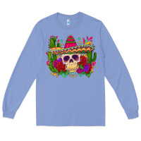 Colony Blue mexican skull Long Sleeve Tee - Zillion Design Studio