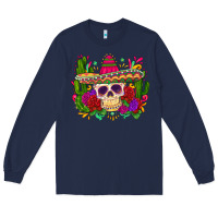 Navy mexican skull Long Sleeve Tee - Zillion Design Studio