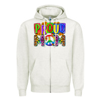 Oatmeal Heather proud mom lgbt Zipper Hoodie - Zillion Design Studio