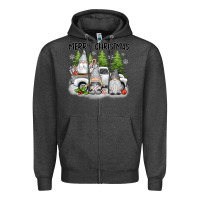 Charcoal Heather merry christmas gnomies Zipper Hoodie - texasbilliewilder