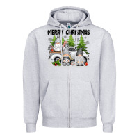 Heather Grey merry christmas gnomies Zipper Hoodie - texasbilliewilder