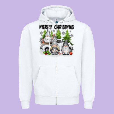 Merry Christmas Gnomies Zipper Hoodie Designed By Texasbilliewilder