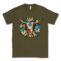 Army Green texas longhorn sunflower background Classic Tee - RanaPortraitStore