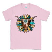 Bubblegum Pink texas longhorn sunflower background Classic Tee - RanaPortraitStore
