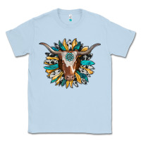 Dusty Blue texas longhorn sunflower background Classic Tee - RanaPortraitStore