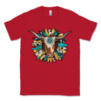 Red texas longhorn sunflower background Classic Tee - RanaPortraitStore