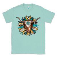 Seafoam texas longhorn sunflower background Classic Tee - RanaPortraitStore