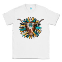 White texas longhorn sunflower background Classic Tee - RanaPortraitStore