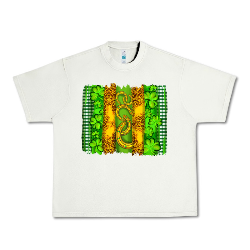 Saint Patricks Horseshoe Shamrock Leopard Glitter Brushstroke Urban Heavy Tee by Artiststas | Teevron