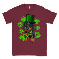 Burgundy st. patrick's day lucky dachshund puppy Classic Tee - RanaPortraitStore