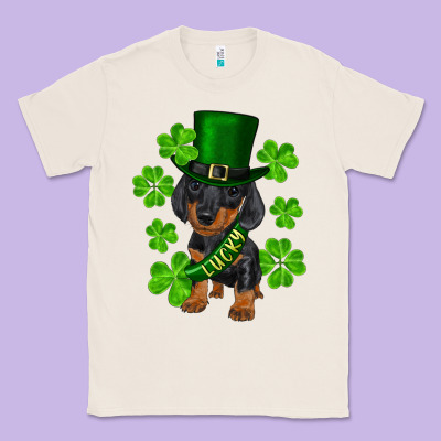 St. Patrick's Day Lucky Dachshund Puppy Classic Tee Designed By Ranaportraitstore