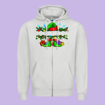 Custom Name Christmas Elf Zipper Hoodie Designed By Texasbilliewilder