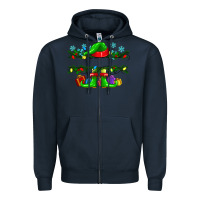Navy custom name christmas elf Zipper Hoodie - texasbilliewilder