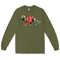 Army Green t rex christmas Long Sleeve Tee - RanaPortraitStore