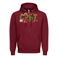 Burgundy christmas cpht pharmacy technician Zipper Hoodie - texasbilliewilder