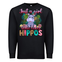 Black just a girl who loves hippos Premium Sweatshirt - Artiststas