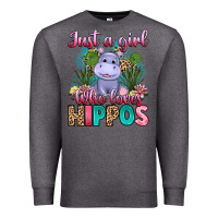 Charcoal Heather just a girl who loves hippos Premium Sweatshirt - Artiststas