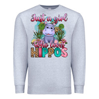 Heather Grey just a girl who loves hippos Premium Sweatshirt - Artiststas
