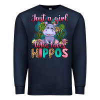 Navy just a girl who loves hippos Premium Sweatshirt - Artiststas