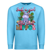 Ocean Blue just a girl who loves hippos Premium Sweatshirt - Artiststas