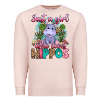 Pale Pink just a girl who loves hippos Premium Sweatshirt - Artiststas