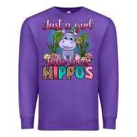Purple just a girl who loves hippos Premium Sweatshirt - Artiststas