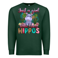 Sports Green just a girl who loves hippos Premium Sweatshirt - Artiststas