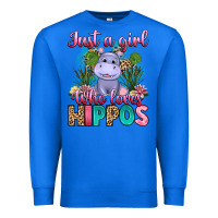 True Royal just a girl who loves hippos Premium Sweatshirt - Artiststas