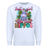 White just a girl who loves hippos Premium Sweatshirt - Artiststas