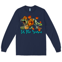 Navy t rex tis the season Long Sleeve Tee - RanaPortraitStore