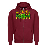 Burgundy one lucky mom Zipper Hoodie - Zillion Design Studio