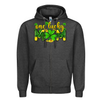 Charcoal Heather one lucky mom Zipper Hoodie - Zillion Design Studio