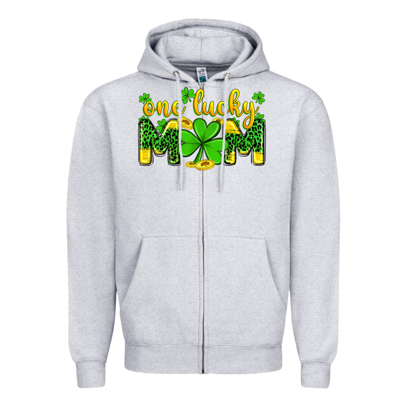 One Lucky Mom Zipper Hoodie by Zillion Design Studio | Teevron