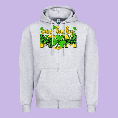 One Lucky Mom Zipper Hoodie Designed By Zillion Design Studio
