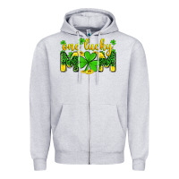 Heather Grey one lucky mom Zipper Hoodie - Zillion Design Studio