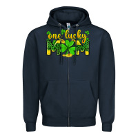 Navy one lucky mom Zipper Hoodie - Zillion Design Studio