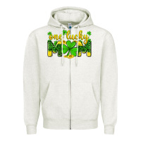 Oatmeal Heather one lucky mom Zipper Hoodie - Zillion Design Studio